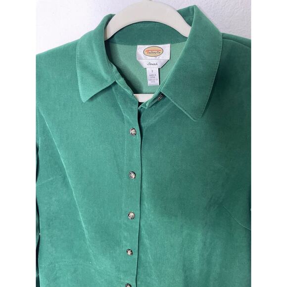 Vintage Talbots Stretch Green Button Up Shirt womens size small - Picture 4 of 6